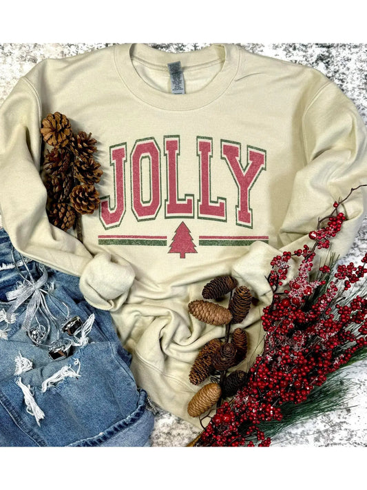 Distressed Jolly Sweatshirt | Vintage Holiday
