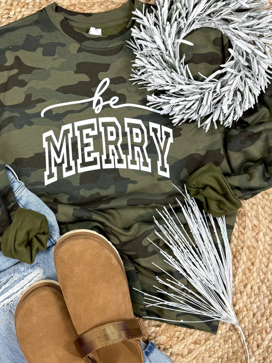 Camo Be Merry Sweatshirt | Rustic Holiday Graphic